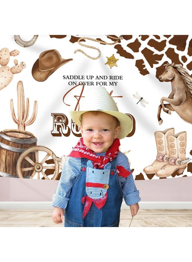 Rsuuinu My First Rodeo 1st Birthday Backdrop Western Cowboy Photography Background Cow Wild West Rustic Boot Hat Kids Boys First Birthday Party Decorations Banner Favors Photo Shoot Studio Props 7x5ft - Image 4