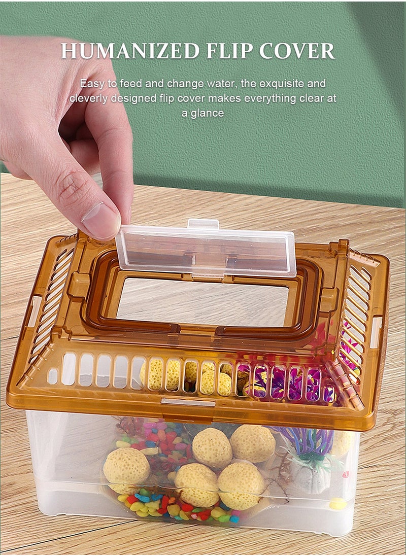 Kidle - Transparent Turtle Tank Aquarium Turtle Habitat Turtle Tank with Lid Prevent Tortoise from Climbing Escaping - Image 1