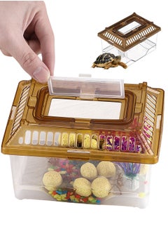 Transparent Turtle Tank Aquarium Turtle Habitat Turtle Tank with Lid Prevent Tortoise from Climbing Escaping