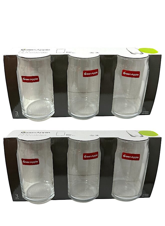 Green Apple Pack Of 6 Multi-Use Glasses For Water, Juice, And Soft Drinks, Made Of Clear Glass, Capacity 476 Ml Each  - Image 3