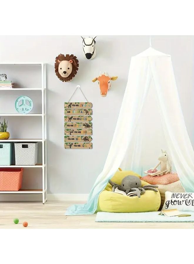 7 Piece Dinosaur Hanging Plate Set Wooden Wall Art For Home Bedroom Playroom - Image 5