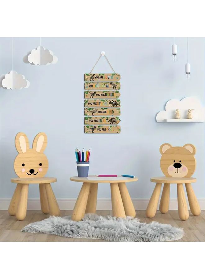 7 Piece Dinosaur Hanging Plate Set Wooden Wall Art For Home Bedroom Playroom - Image 3