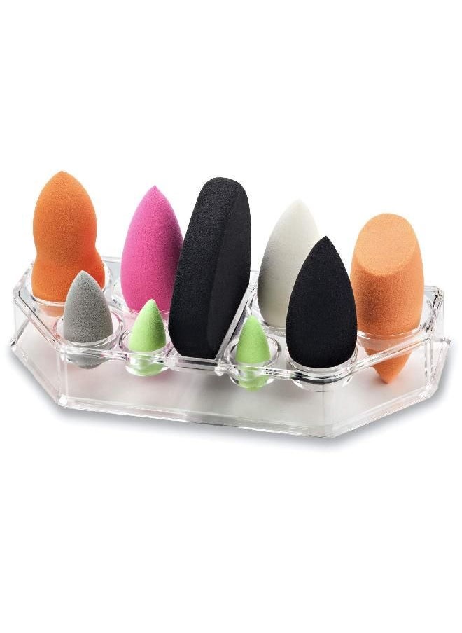 BY ALEGORY byAlegory Acrylic Makeup Beauty Blending Sponge Organizer Drying Tray Stand | 9 Space Storage Container Fits All Brands of Foundation Blending Sponges - Clear  - Image 2