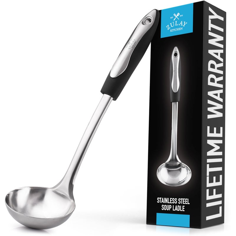 Zulay Kitchen Zulay Kitchen Premium Soup Ladle  12 Stainless Steel with NonSlip Silicone Handle 