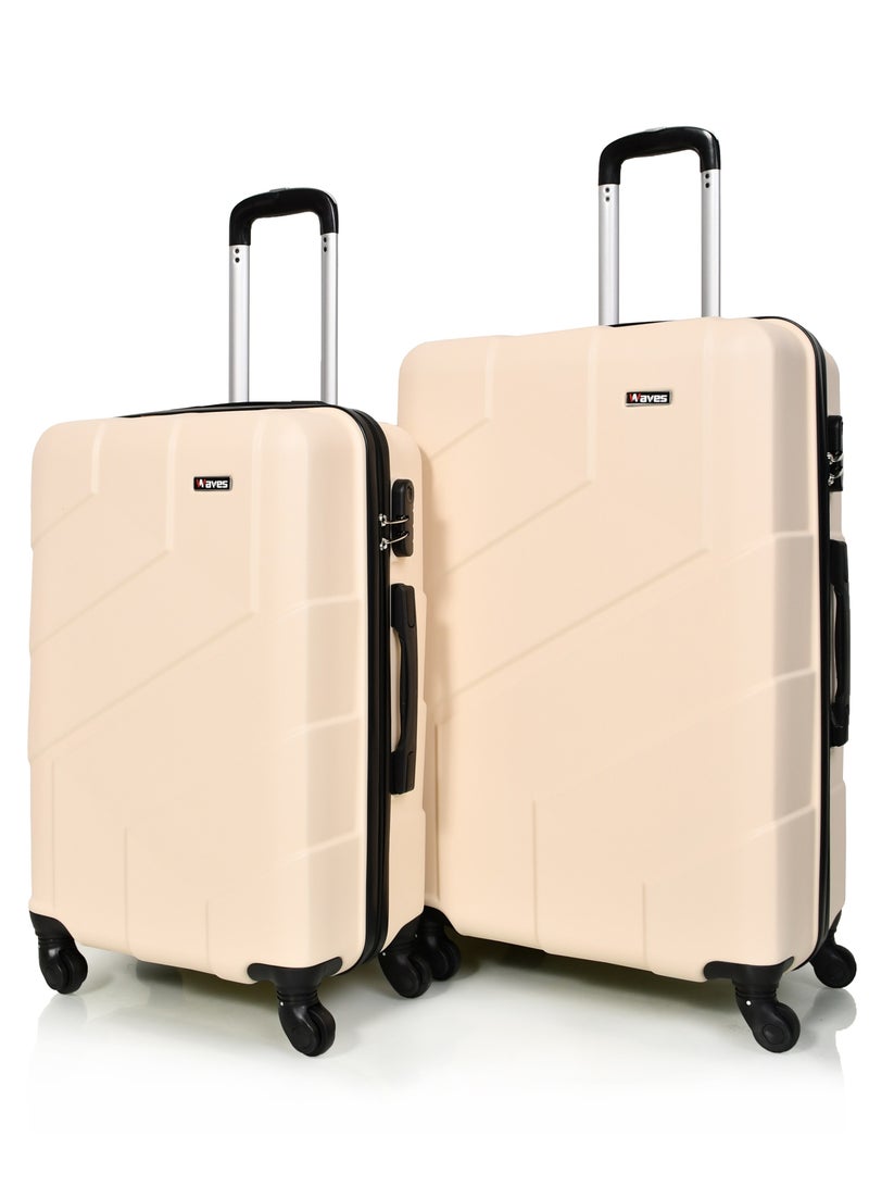 WAVES Hard-Side Luggage Set for Unisex Lightweight 4 Double Wheeled Suitcase with Built-In Type Lock (Set of 3 Pcs,Baige) - Image 3
