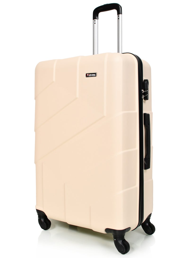 WAVES Hard-Side Luggage Set for Unisex Lightweight 4 Double Wheeled Suitcase with Built-In Type Lock (Set of 3 Pcs,Baige) - Image 5