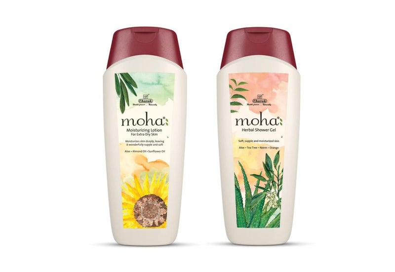 Moha Herbal Shower Gel  Moisturizing Lotion Combo For Face  Body Soft Supple  Healthy Moisturized Skin  Unisex  200 ml Each - Image 1