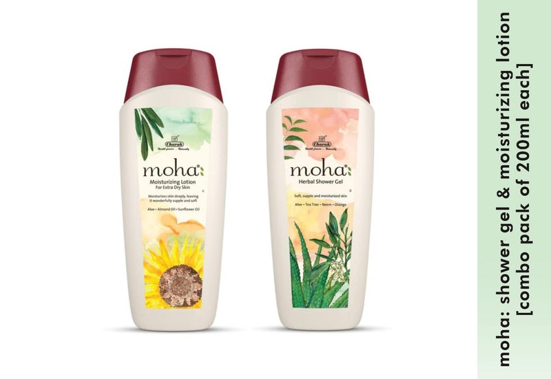 Moha Herbal Shower Gel  Moisturizing Lotion Combo For Face  Body Soft Supple  Healthy Moisturized Skin  Unisex  200 ml Each - Image 2