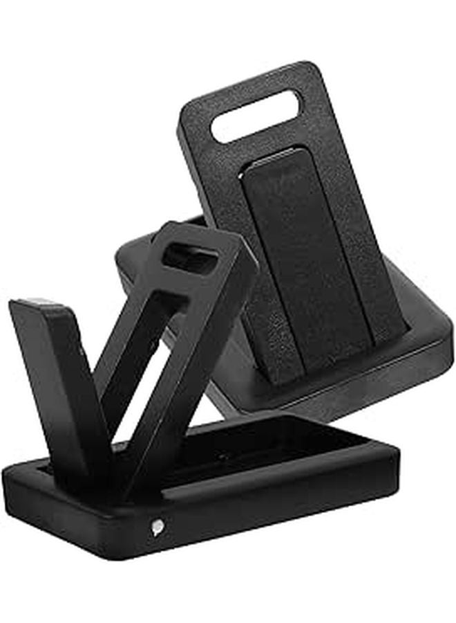 Foldable Adjustable Height Laptop Stand Phone Stand Non Slip Black Vertical Riser for Cooling Ergonomic Desk Use - Image 1