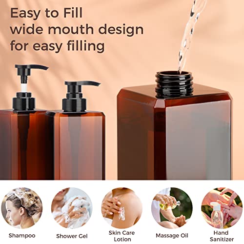 Suream Large Pump Bottles for Shampoo and Conditioner, 3Packs 33.8oz Empty Cosmetic Dispenser with 4PCS Lables, Refillable Shower Press Dispensers for Bathroom, Bedroom, Washroom, Hotel - Image 5
