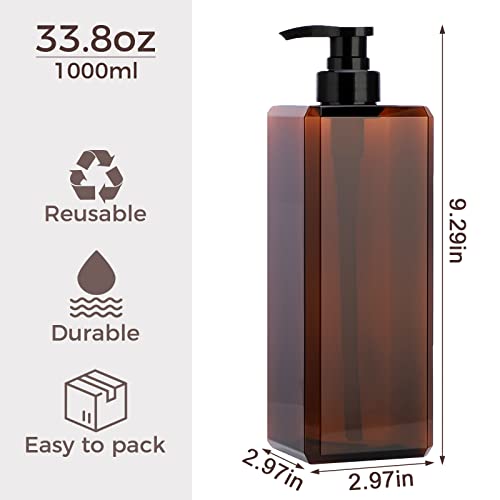 Suream Large Pump Bottles for Shampoo and Conditioner, 3Packs 33.8oz Empty Cosmetic Dispenser with 4PCS Lables, Refillable Shower Press Dispensers for Bathroom, Bedroom, Washroom, Hotel - Image 4