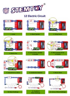 STEMTOY 12-in-1 Electric Circuit Experiment Kit for Kids – Build Series & Parallel Circuits, Electric Maze, DIY Physics Projects for Boys & Girls Ages 5+, Educational Science Kit for Learning Electricity and Electronics  - Image 2