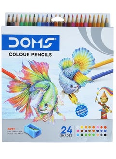 DOMS Dom's Soft Wood Colour Pencils with Free Sharpener, Art & Craft colors for kids  - Image 1