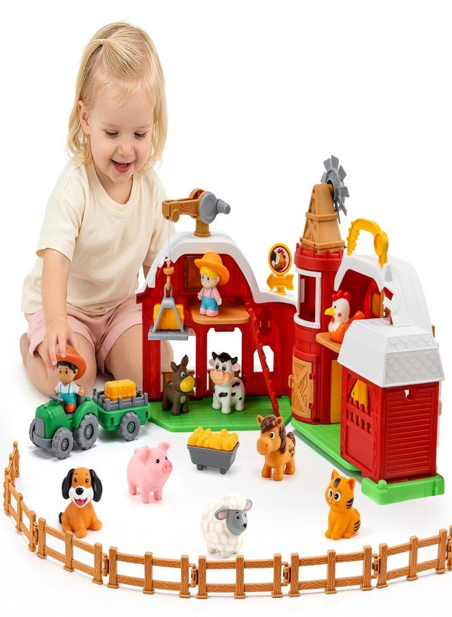 ALASOU Farm Animal Big Barn Toys for 2 3 Year Olds, Montessori Learning Playset with Lights & Sounds for Toddlers, Educational Pretend Play Toys, Christmas Birthday Gifts for Boys Girls 18M+ - Image 1