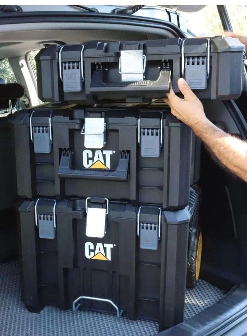 CATERPILLAR CAT DA41005 HYPER STACK Heavy-Duty 3-Wheeled Lockable Tool Case Set - Image 5