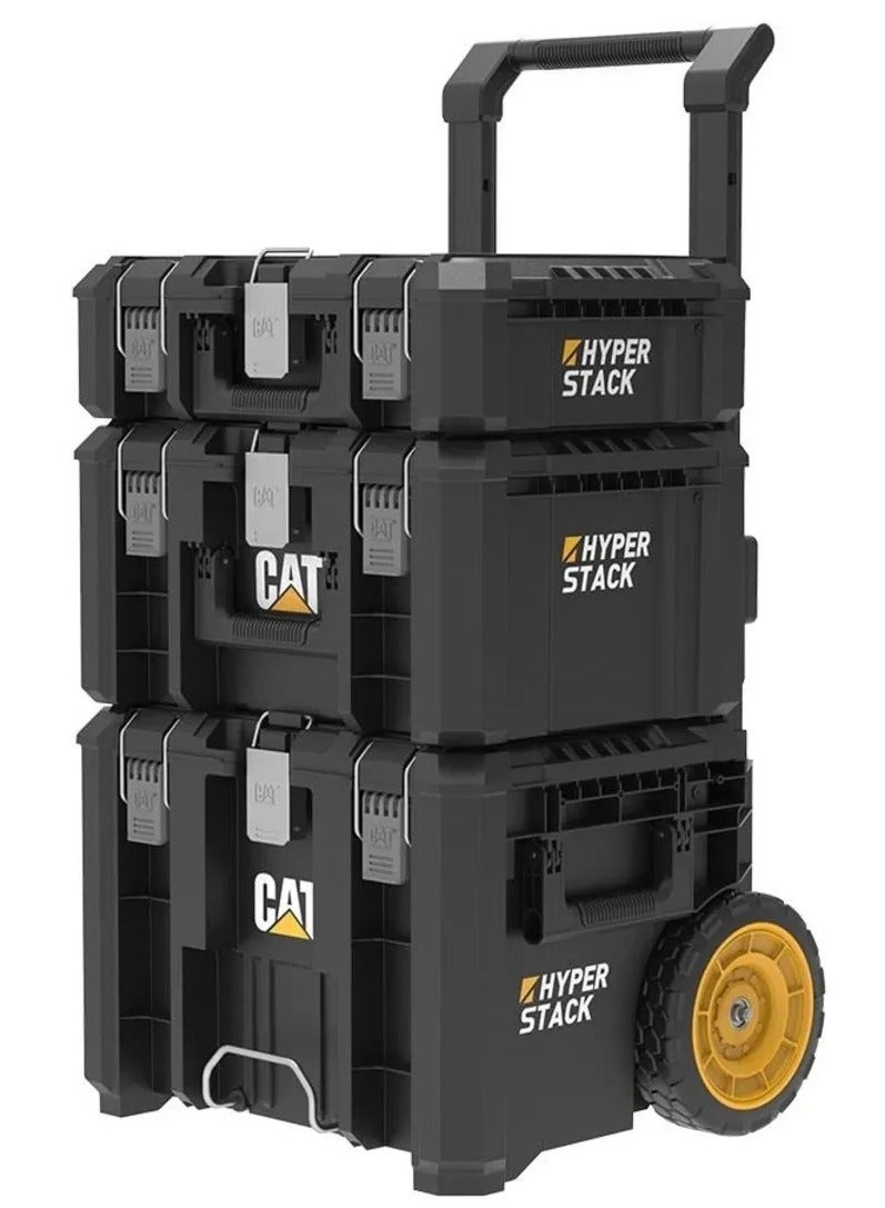 CATERPILLAR CAT DA41005 HYPER STACK Heavy-Duty 3-Wheeled Lockable Tool Case Set - Image 1
