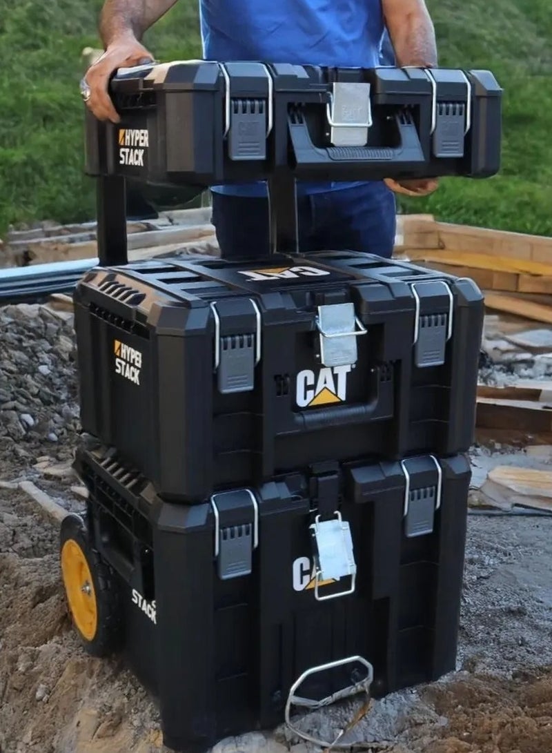 CATERPILLAR CAT DA41005 HYPER STACK Heavy-Duty 3-Wheeled Lockable Tool Case Set - Image 2