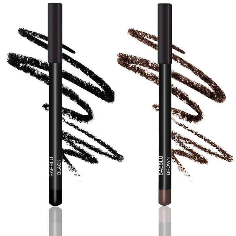 BaeBlu Natural Eyeliner Pencil, Black & Brown (Pack of 2) - Hypoallergenic, Water & Smudge Proof Eyeliner for sharp Lines & Defined Eyes - Lasting & Cruelty-Free with Jojoba, Castor Oil for Sensitive Eyes - Image 1
