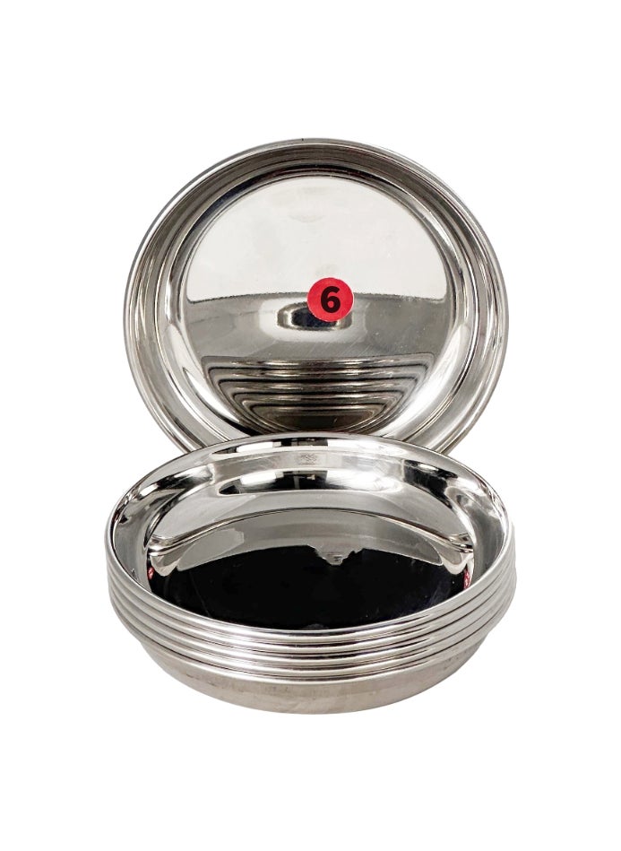 Ayda 6-Pieces Stainless Steel Polished Halwa Plate Quarter Side Serving Dish 12.5 cm  - Image 1