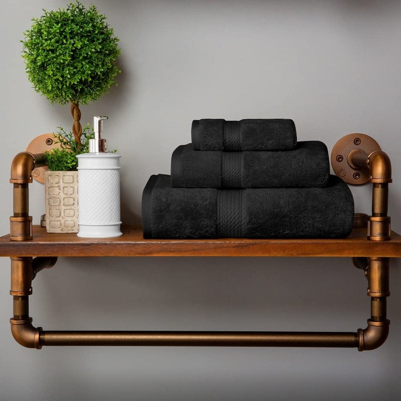 سوبيريور مجموعة مناشف القطن المصرية المتفوقة 3 قطعة تشمل 1 حمام 1 اليد 1 منشفة الوجه/مناشف فاخرة فاخرة فاخرة غسل - Image 2