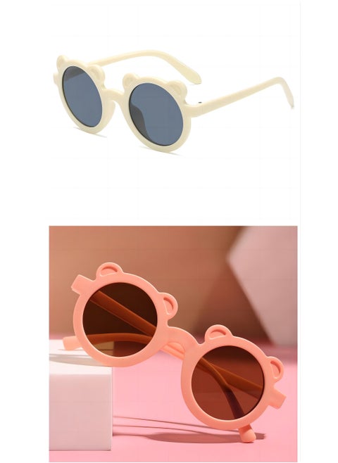 Two Sets Of Sunglasses For Summer Round Frame Bear Children