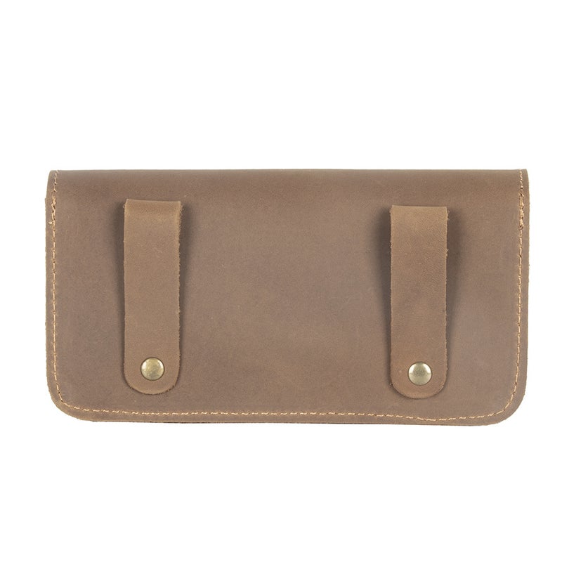 Crazy Horse Leather Leather Mobile Phone Waist Bag Wearing Belt Horizontal Full Leather Protective Cover Retro Work Bag - Image 4