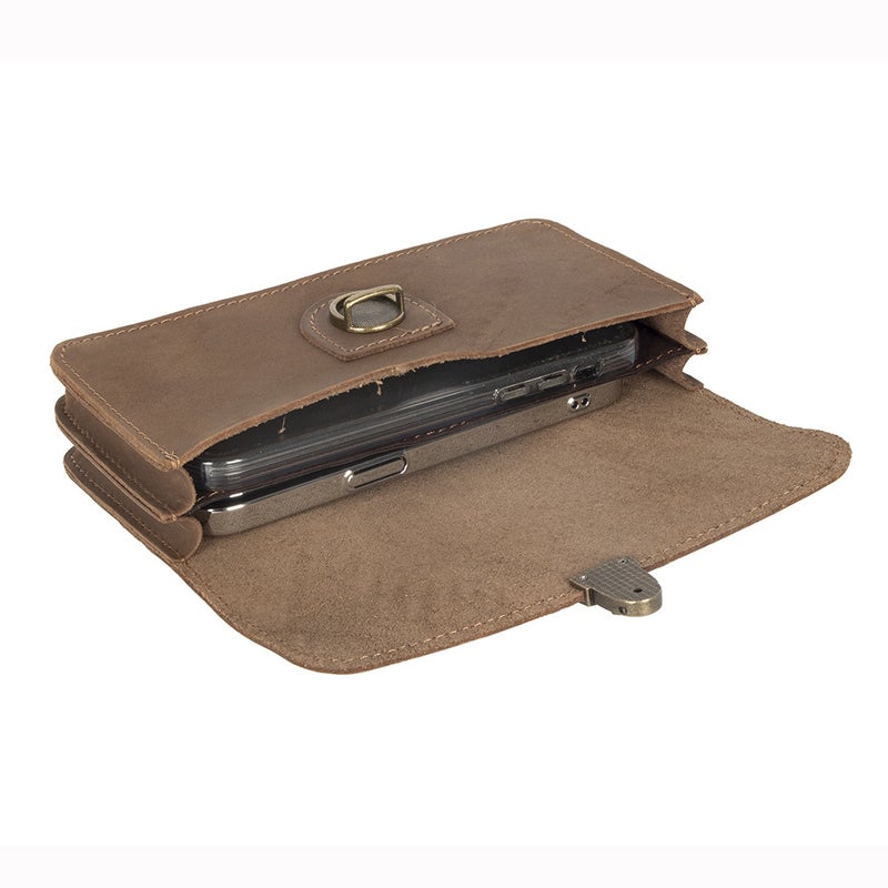 Crazy Horse Leather Leather Mobile Phone Waist Bag Wearing Belt Horizontal Full Leather Protective Cover Retro Work Bag - Image 5