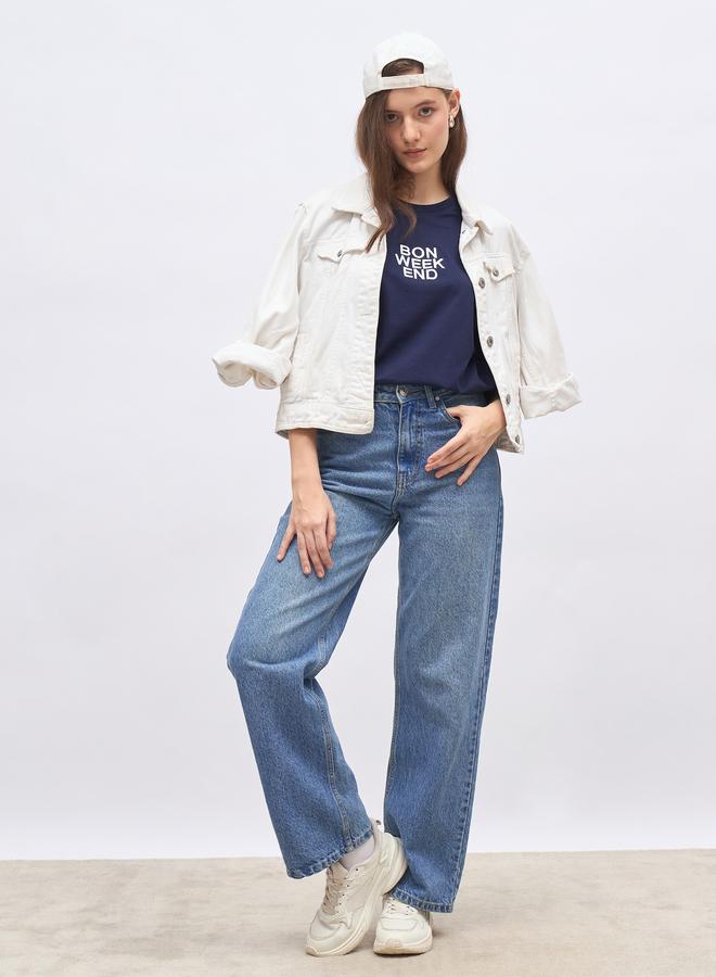 Styli Embroidered Slogan Oversized T-Shirt - Image 1