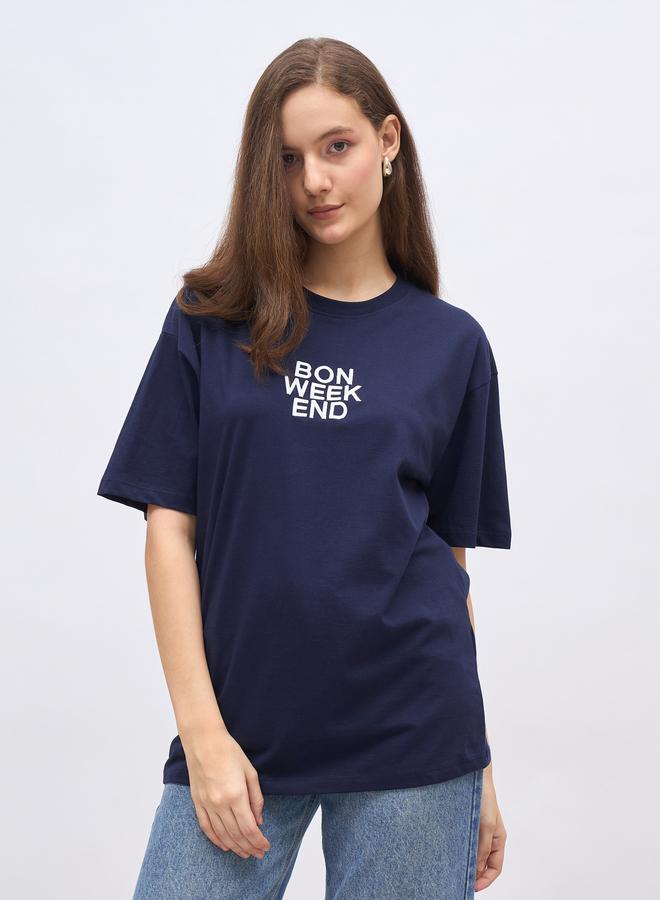 Styli Embroidered Slogan Oversized T-Shirt - Image 2