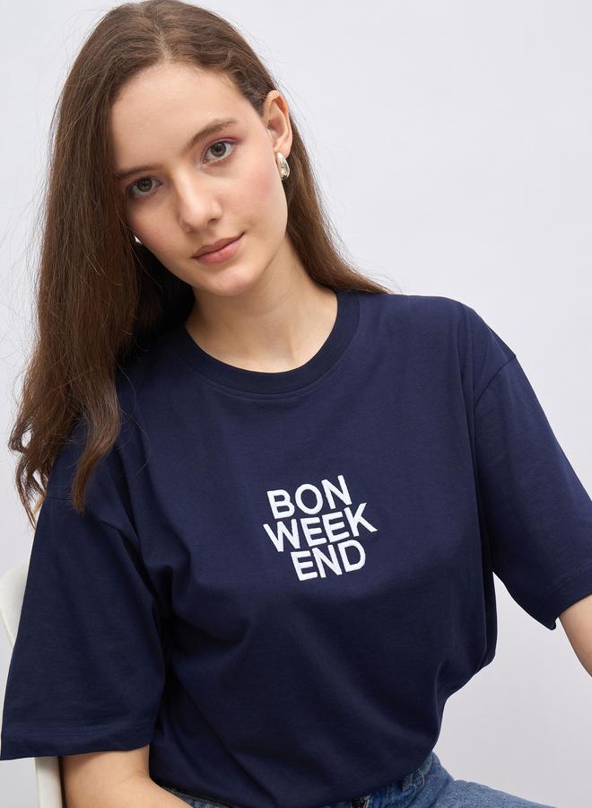 Styli Embroidered Slogan Oversized T-Shirt - Image 4