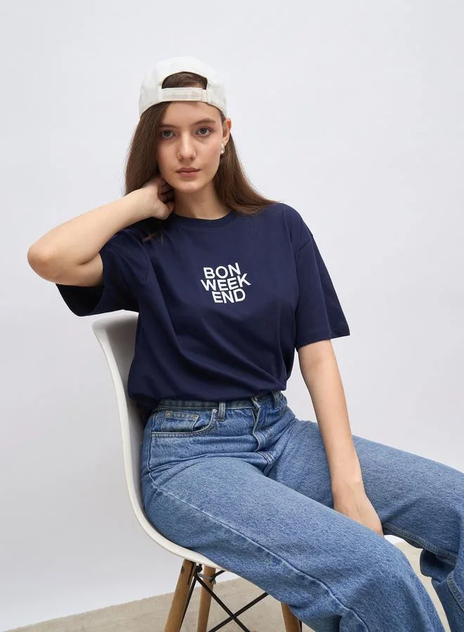 Styli Styli Embroidered Slogan Oversized T-Shirt