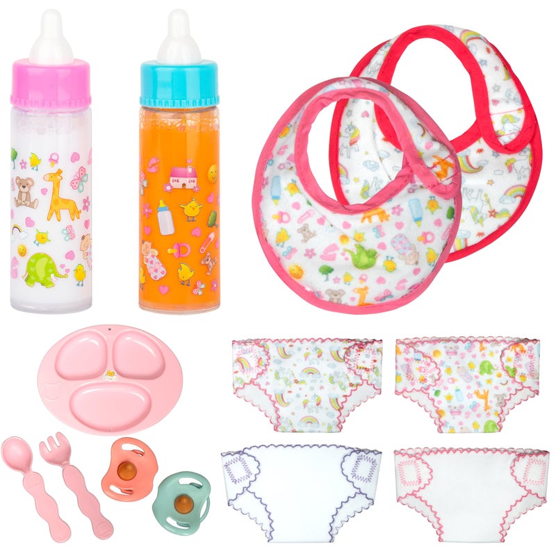fash n kolor My Sweet Baby Disappearing Doll Feeding Set - Doll Feeding Set | Set Includes 2 Bottles, 4 Pcs Doll Diapers Doll Underwear and 2 Pcs Doll Bibs and 2 Pacifier (13 pc Set) - Image 2