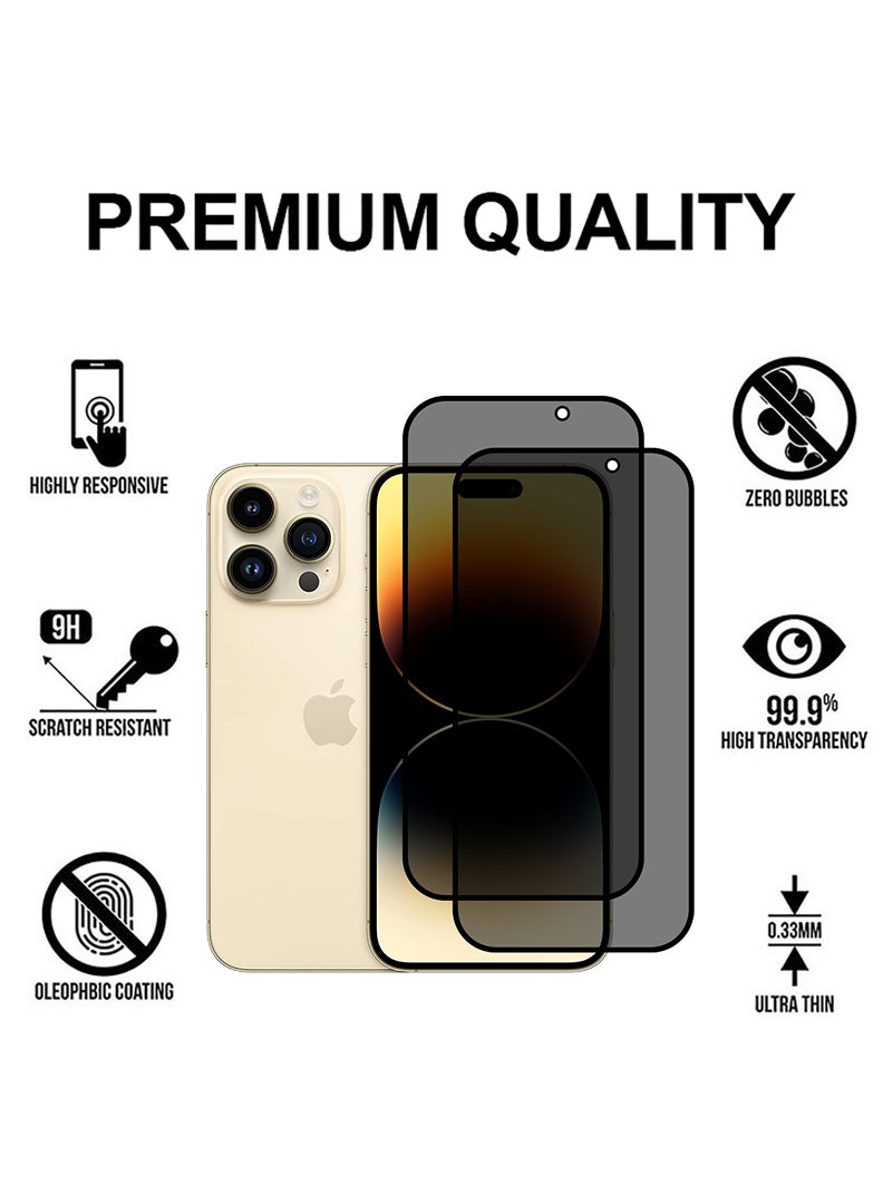 Theodor Pack of 2 Tempered Glass Screen Protector With 9H hardness For APPLE IPHONE 14 PRO Privacy 6.1  - Image 2