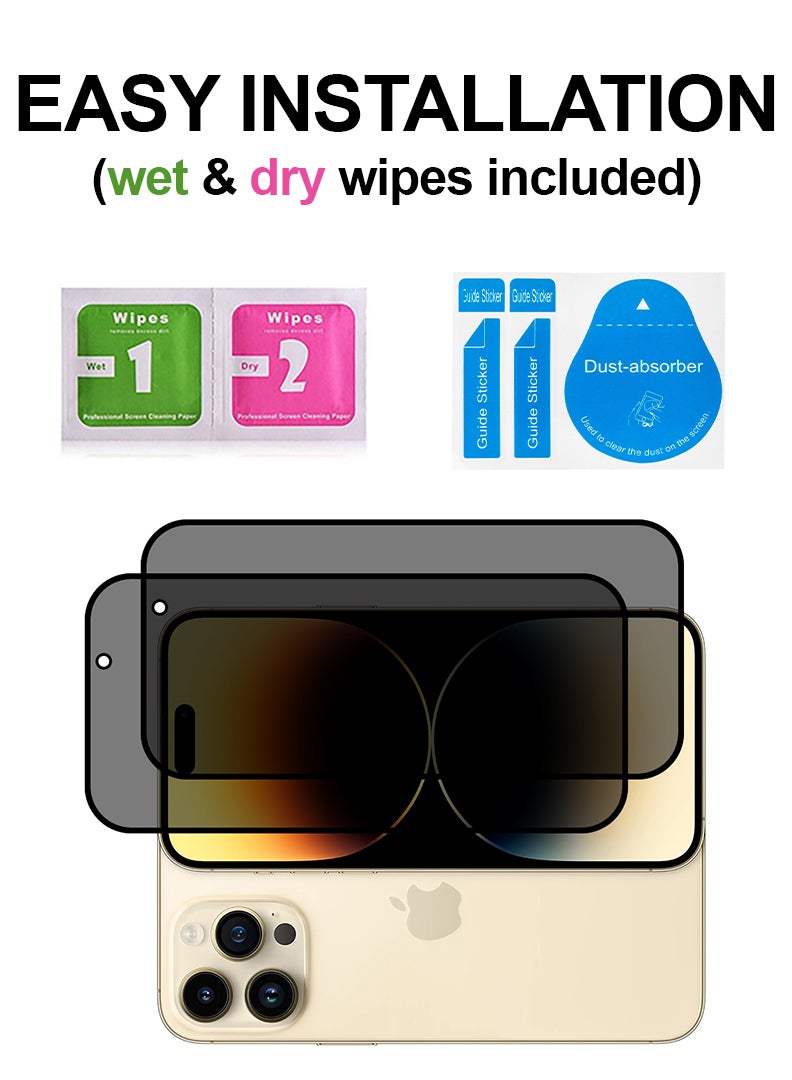 Theodor Pack of 2 Tempered Glass Screen Protector With 9H hardness For APPLE IPHONE 14 PRO Privacy 6.1  - Image 3