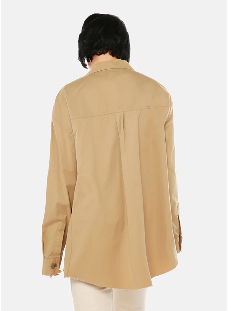 London Rag  London Rag Women's Oversized Denim Shacket in Khaki for Women | Best Price UAE