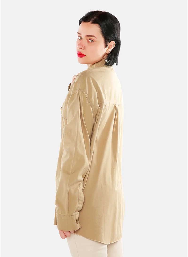London Rag  London Rag Women's Oversized Denim Shacket in Khaki for Women | Best Price UAE
