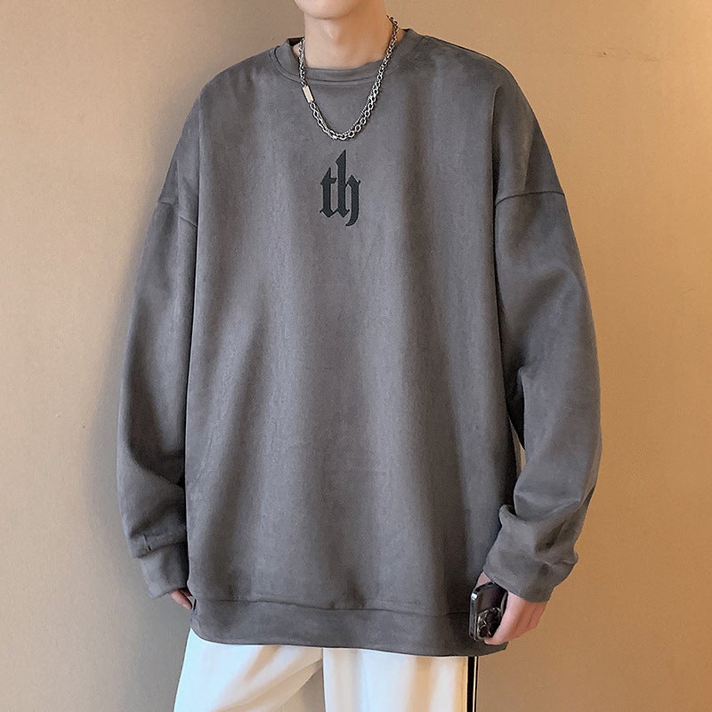 Spring and Autumn Casual Sweater Mens Fashionable 2023 New Korean Style Fashionable Loose Round Neck Young Duffian Handsome Sports Clothes Rice apricot - Image 2
