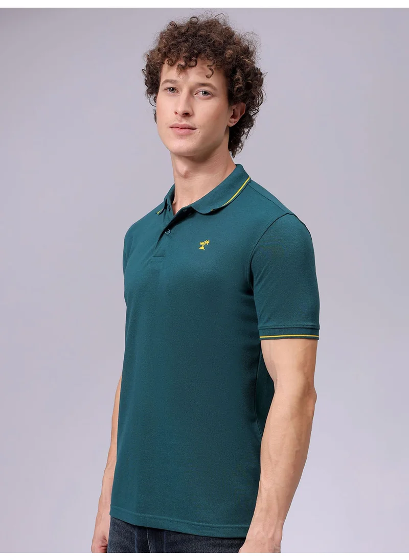 شركة المرآب الهندية Casual Regular Fit Placement Embroidery Polo Neck Short Sleeves Polo T-Shirts