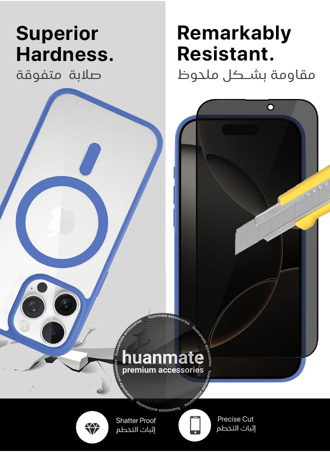 huanmate - 2 in 1 Apple iPhone 16 Pro Max Magsafe Protection Pack - Ultra Clear Shockproof Case & Anti-Peeping Privacy Glass Screen Protector, All-Round Defense with High Transparency & Easy Installation - Image 1