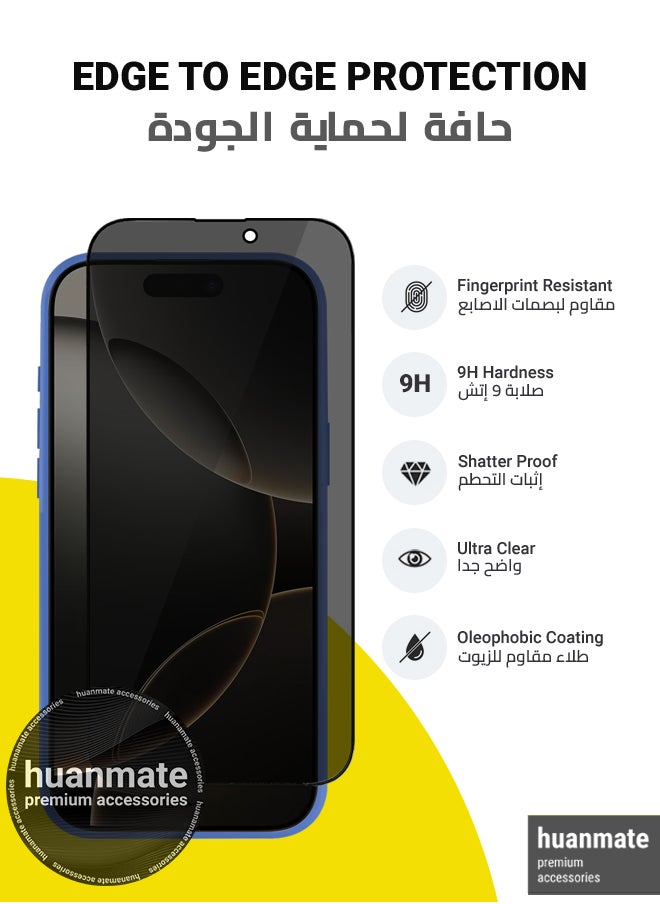 huanmate - 2 in 1 Apple iPhone 16 Pro Max Magsafe Protection Pack - Ultra Clear Shockproof Case & Anti-Peeping Privacy Glass Screen Protector, All-Round Defense with High Transparency & Easy Installation - Image 1