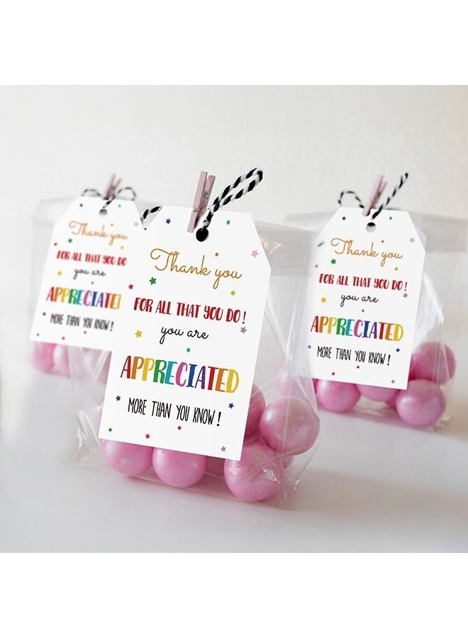 Thank You Gift Tags, 100Pcs Colorful Star Tags with String, with 20m Natural Jute Twine, Eid Al-Adha Cards, Appreciation Tags for Teachers, Employees, Volunteers, Nurses, Doctors, Ideal for Gifts and Favors - Image 4