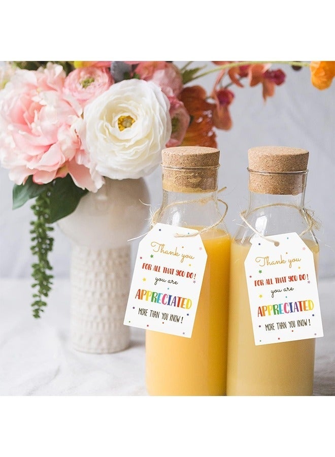 Thank You Gift Tags, 100Pcs Colorful Star Tags with String, with 20m Natural Jute Twine, Eid Al-Adha Cards, Appreciation Tags for Teachers, Employees, Volunteers, Nurses, Doctors, Ideal for Gifts and Favors - Image 3