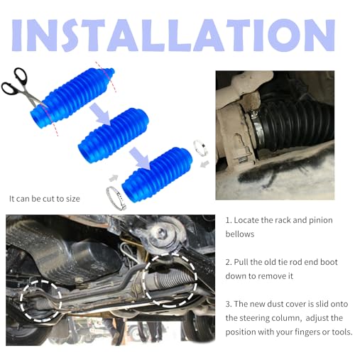 KIFIDAN Tie Rod Boot Kit with Pinion Bellow Cable Ties and Clamps,Waterproof & Dustproof Rack and Pinion Boot for Steering System Protection,Silicone Inner Tie Rod Boot Car Accessories (Blue) - Image 5