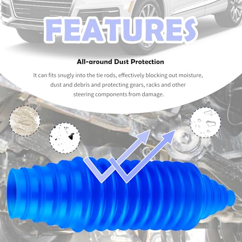KIFIDAN Tie Rod Boot Kit with Pinion Bellow Cable Ties and Clamps,Waterproof & Dustproof Rack and Pinion Boot for Steering System Protection,Silicone Inner Tie Rod Boot Car Accessories (Blue) - Image 4