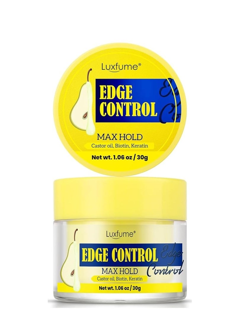Luxfume Edge Control Gel with Castor Oil Keratin and Biotin Strong Hold Shine and Styling No Residue Non Greasy Formula for Smooth Edges Max Hold Edge Control Gel Pear 30g - Image 1