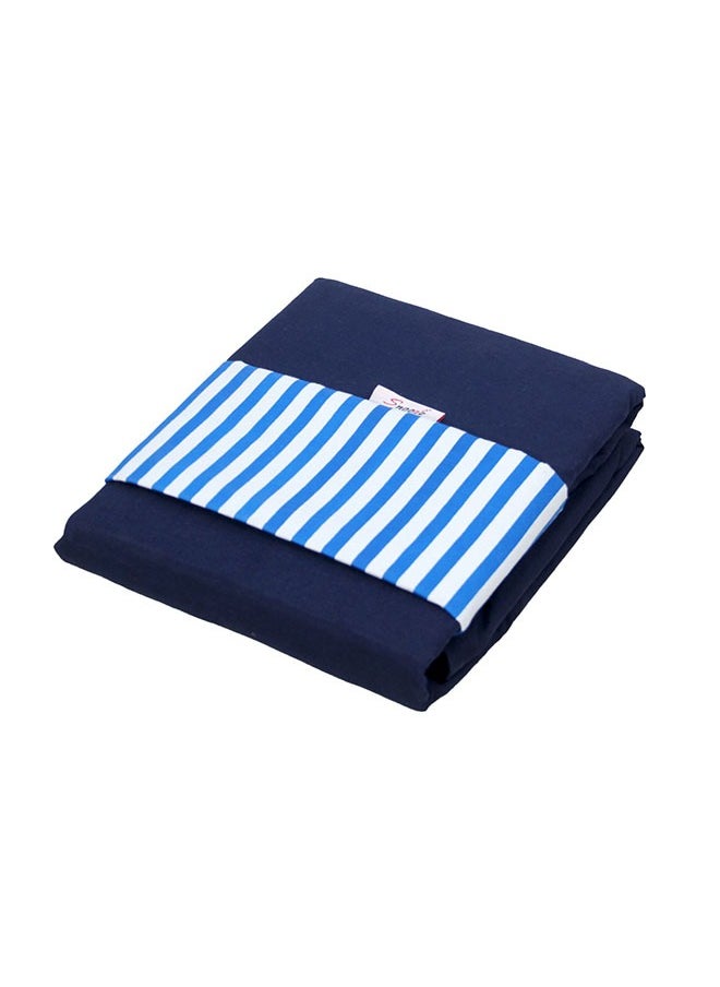 Tiba Snooze, Flat Bed Sheet double+ 2 Free Pillowcases (Dark blue striped design)  - Image 2