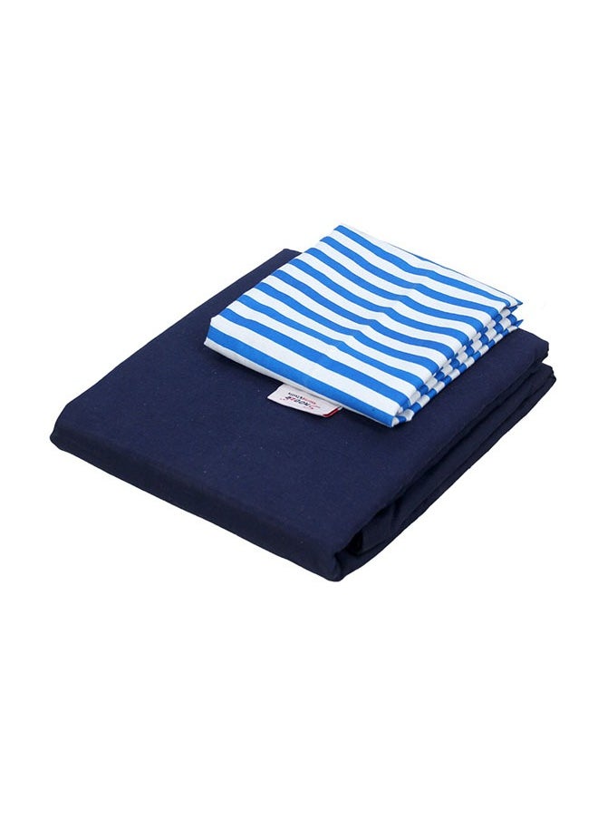 Tiba Snooze, Flat Bed Sheet double+ 2 Free Pillowcases (Dark blue striped design)  - Image 3
