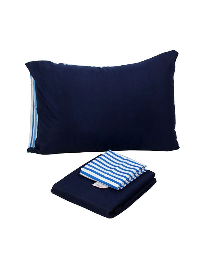 Tiba Snooze, Flat Bed Sheet double+ 2 Free Pillowcases (Dark blue striped design)  - Image 5