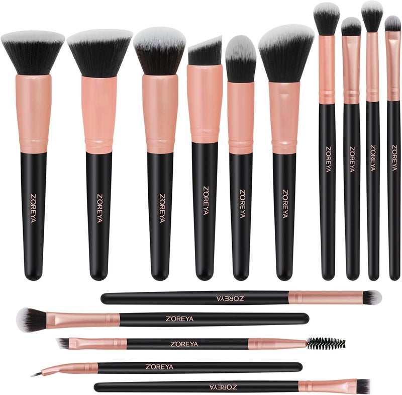 Raffaello Makeup Brushes Makeup Brush Set - 15 Pcs Premium Synthetic Foundation Concealers Eye Shadows Make Up Brush,Eyeliner Brushes(RoseGold) - Image 1