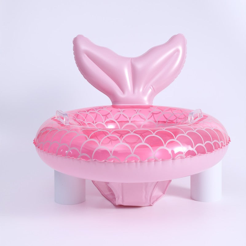Children's Inflatable Mermaid Swim Ring with Seat, Handle and Pants Pocket for Toddlers - Image 1